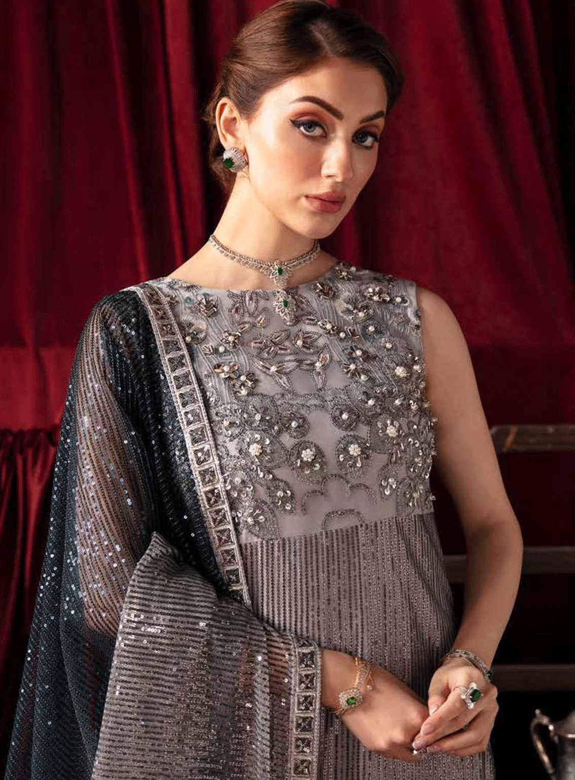 Elanora By Nureh Embroidered Net Unstitched 4 Piece Suit - NU23EL NEL-40 STARRY NIGHTS Elanora By Nureh Embroidered Net Unstitched 4 Piece Suit - NU23EL NEL-40 STARRY NIGHTS