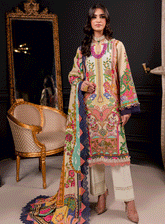 Firdous Printed Linen Unstitched 3 Piece Suit - 20377B