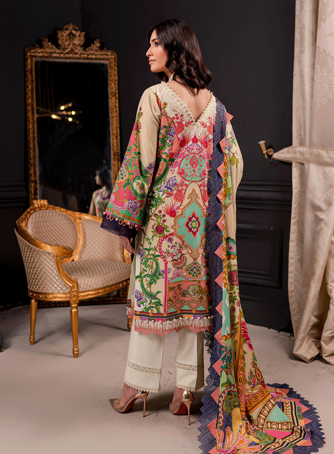 Firdous Printed Linen Unstitched 3 Piece Suit - 20377B Firdous Printed Linen Unstitched 3 Piece Suit - 20377B