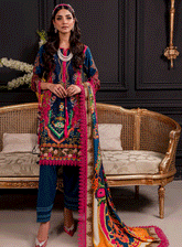 Firdous Printed Linen Unstitched 3 Piece Suit - 20379B