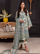 Firdous Printed Linen Unstitched 3 Piece Suit - 20383B