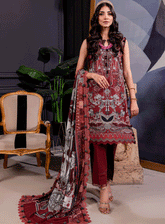Firdous Printed Linen Unstitched 3 Piece Suit - 20398B