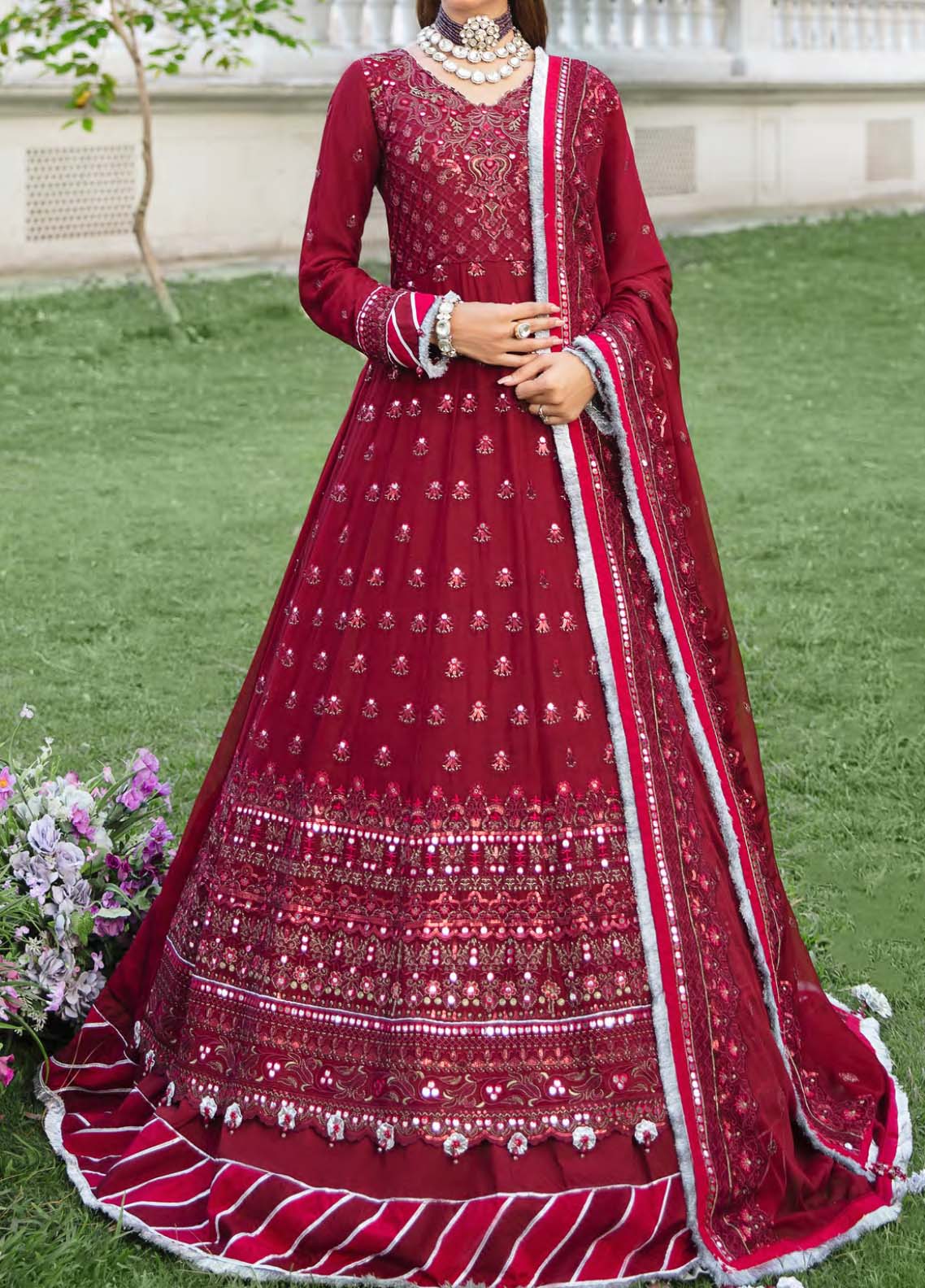 D#38 Salitex Retro Luxury Emb Chiffon Collection 1022 Red D#38 Salitex Retro Luxury Emb Chiffon Collection 1022 Red