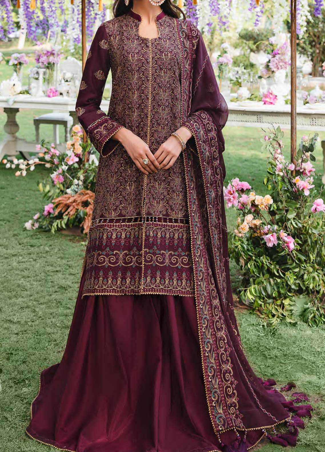 D#39 Salitex Retro Luxury Emb Chiffon Collection 1022 Maroon D#39 Salitex Retro Luxury Emb Chiffon Collection 1022 Maroon