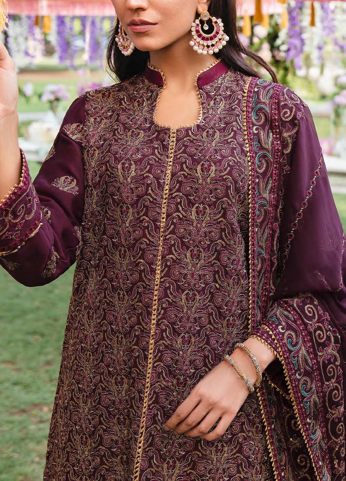 D#39 Salitex Retro Luxury Emb Chiffon Collection 1022 Maroon D#39 Salitex Retro Luxury Emb Chiffon Collection 1022 Maroon