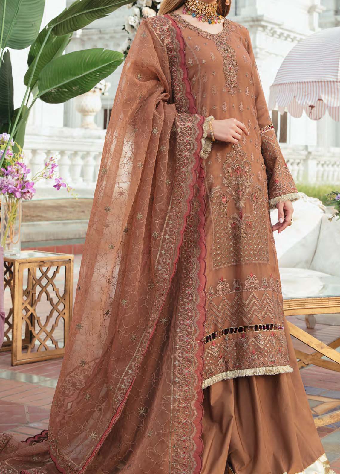 D#31 Salitex Retro Luxury Emb Chiffon Collection 1022 Brown D#31 Salitex Retro Luxury Emb Chiffon Collection 1022 Brown