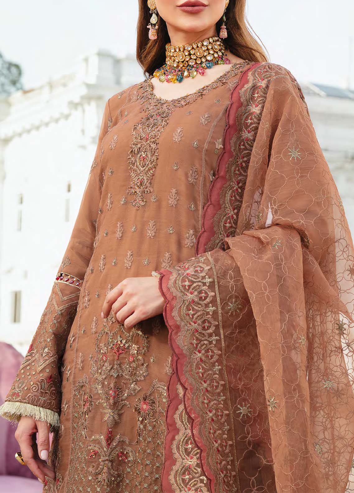 D#31 Salitex Retro Luxury Emb Chiffon Collection 1022 Brown D#31 Salitex Retro Luxury Emb Chiffon Collection 1022 Brown