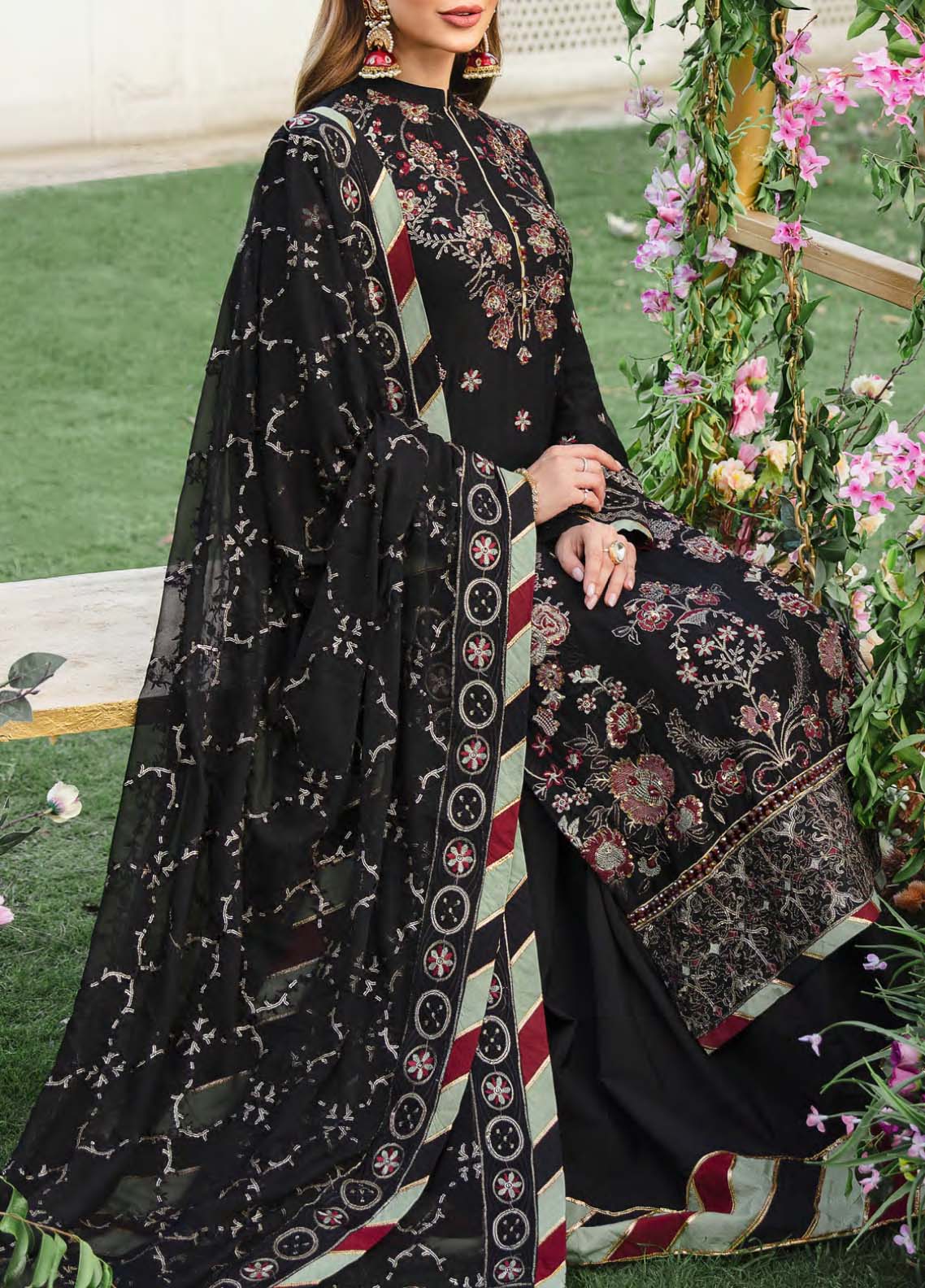 D#42 Salitex Retro Luxury Emb Chiffon Collection 1022 Black D#42 Salitex Retro Luxury Emb Chiffon Collection 1022 Black