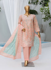 HZ Premium Intermix Embroidered Lawn Unstitched 3 Piece Suit - 135