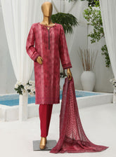 HZ Premium Intermix Embroidered Lawn Unstitched 3 Piece Suit - 136