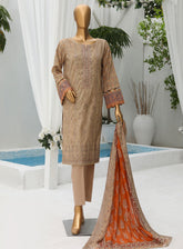 HZ Premium Intermix Embroidered Lawn Unstitched 3 Piece Suit - 142