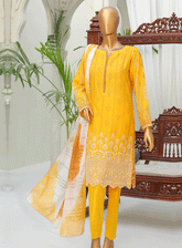 HZ Textile Embroidered Cotton Lawn Unstitched 3 Piece Suit - HZ23BD 18540
