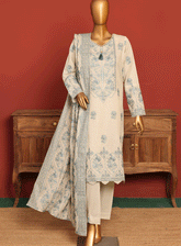 HZ Textile Embroidered Karandi Unstitched 3 Piece Suit - HZ23KE 01
