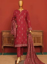 HZ Textile Embroidered Karandi Unstitched 3 Piece Suit - HZ23KE 06