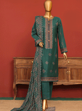 HZ Textile Embroidered Karandi Unstitched 3 Piece Suit - HZ23KE 08