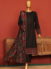 HZ Textile Embroidered Karandi Unstitched 3 Piece Suit - HZ23KE 09