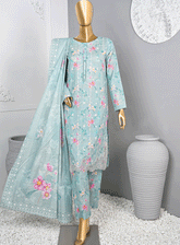 HZ Textile Embroidered Khaddar Unstitched 3 Piece Suit - HZ23PRK 20967