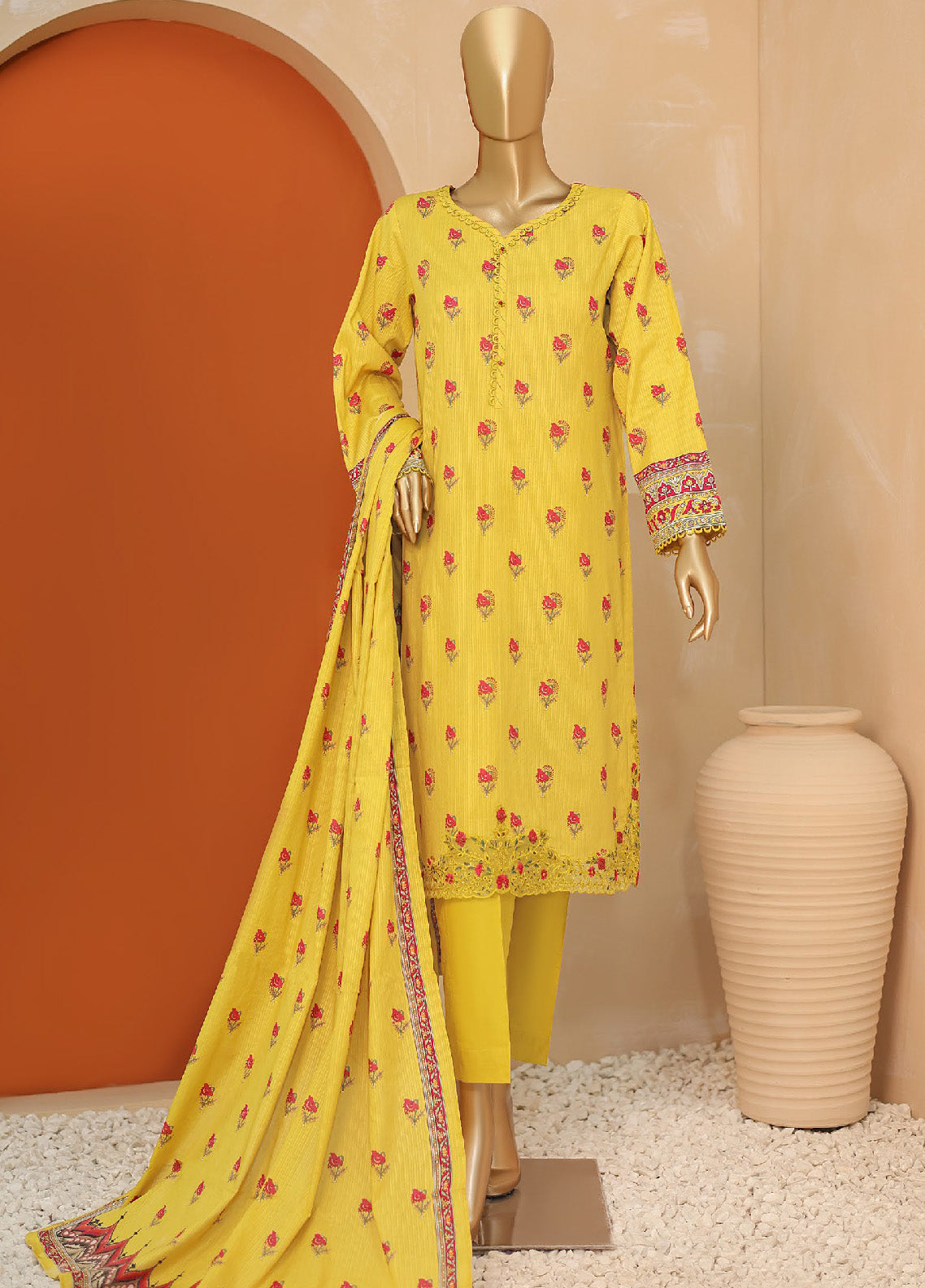 HZ Textile Embroidered Lawn Unstitched 3 Piece Suit - HZ24MD MED-08 HZ Textile Embroidered Lawn Unstitched 3 Piece Suit - HZ24MD MED-08
