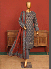 HZ Textile Printed Khaddar Stitch 3 Piece Suit - HZ23RTW PZK-01