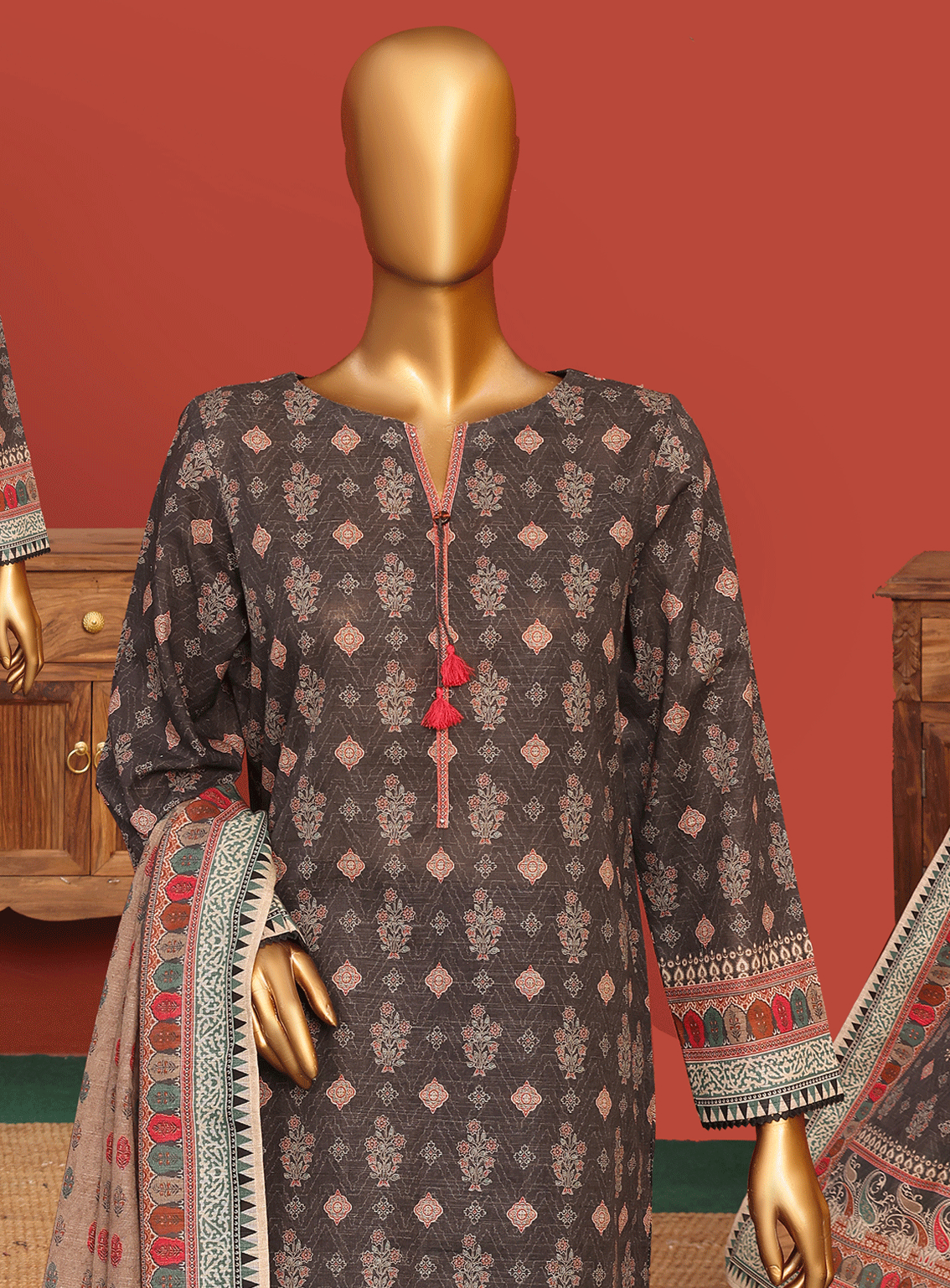 HZ Textile Printed Khaddar Stitch 3 Piece Suit - HZ23RTW PZK-03 HZ Textile Printed Khaddar Stitch 3 Piece Suit - HZ23RTW PZK-03