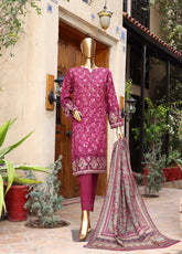 HZ Textile Printed Jacquard Unstitched 3 Piece Suit - HZ24JP 04