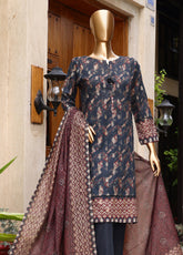 HZ Textile Printed Jacquard Unstitched 3 Piece Suit - HZ24JP 07