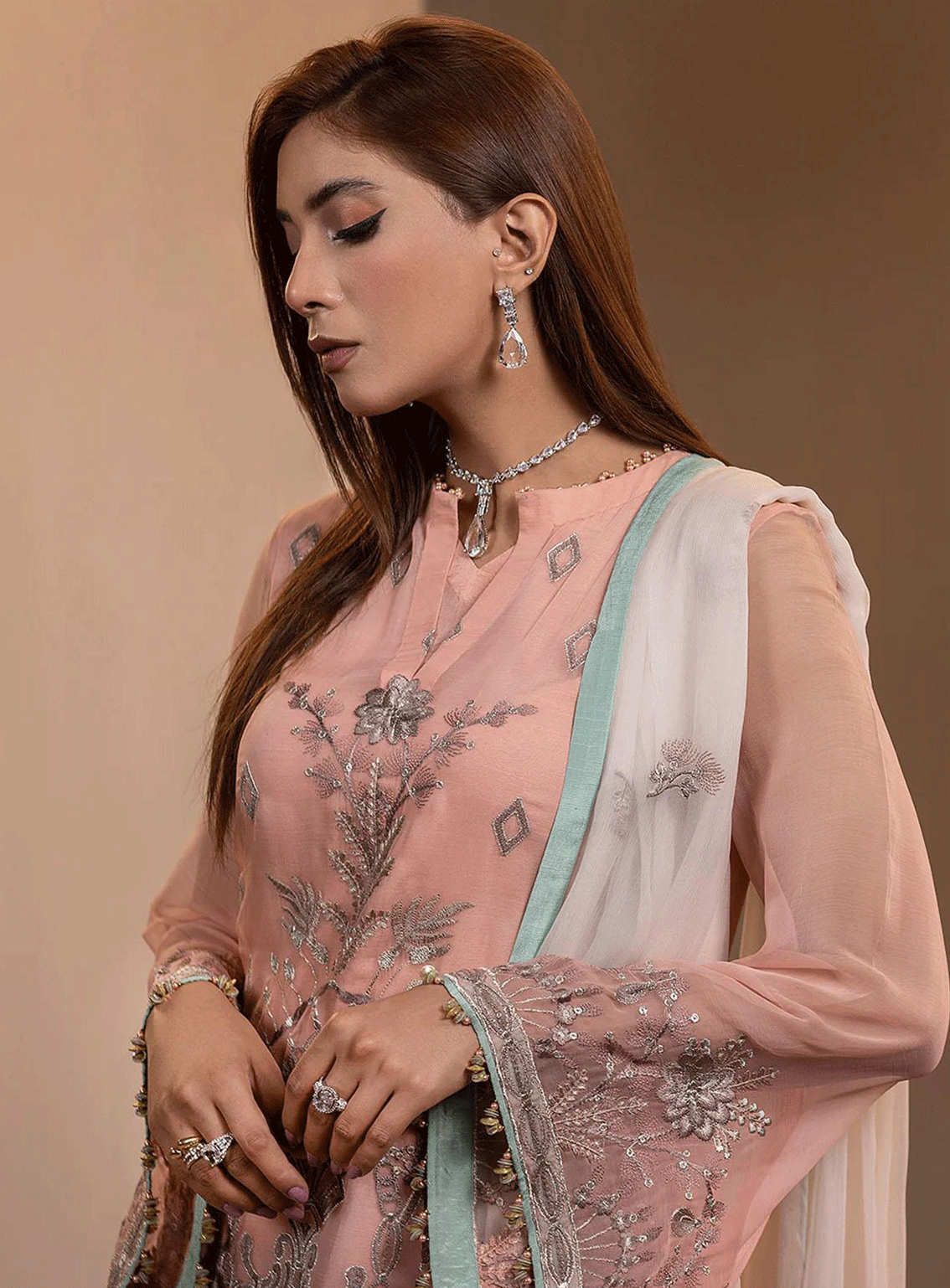 Haya By Kuch Khas Embroidered Chiffon Unstitched 3 Piece Suit - FS23HKK K-1402 OPHELIA Haya By Kuch Khas Embroidered Chiffon Unstitched 3 Piece Suit - FS23HKK K-1402 OPHELIA