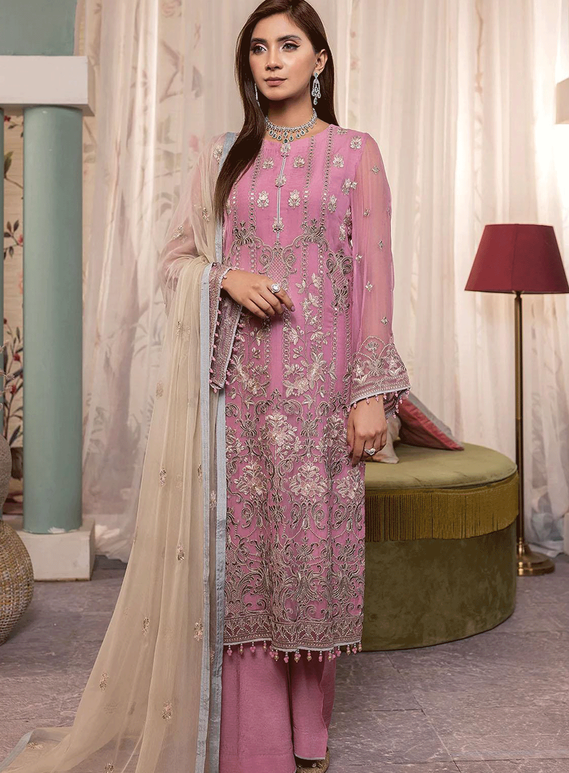 Haya By Kuch Khas Embroidered Chiffon Unstitched 3 Piece Suit - FS23HKK K-1404 MISHFAH Haya By Kuch Khas Embroidered Chiffon Unstitched 3 Piece Suit - FS23HKK K-1404 MISHFAH