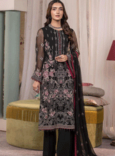 Haya By Kuch Khas Embroidered Chiffon Unstitched 3 Piece Suit - FS23HKK K-1405 LAYLA