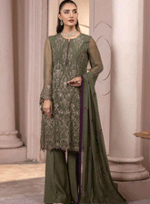 Haya By Kuch Khas Embroidered Chiffon Unstitched 3 Piece Suit - FS23HKK K-1407 ZEBA