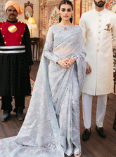 Hayat By Afrozeh Embroidered Cotton Unstitched Saree - 9 ZAUQ