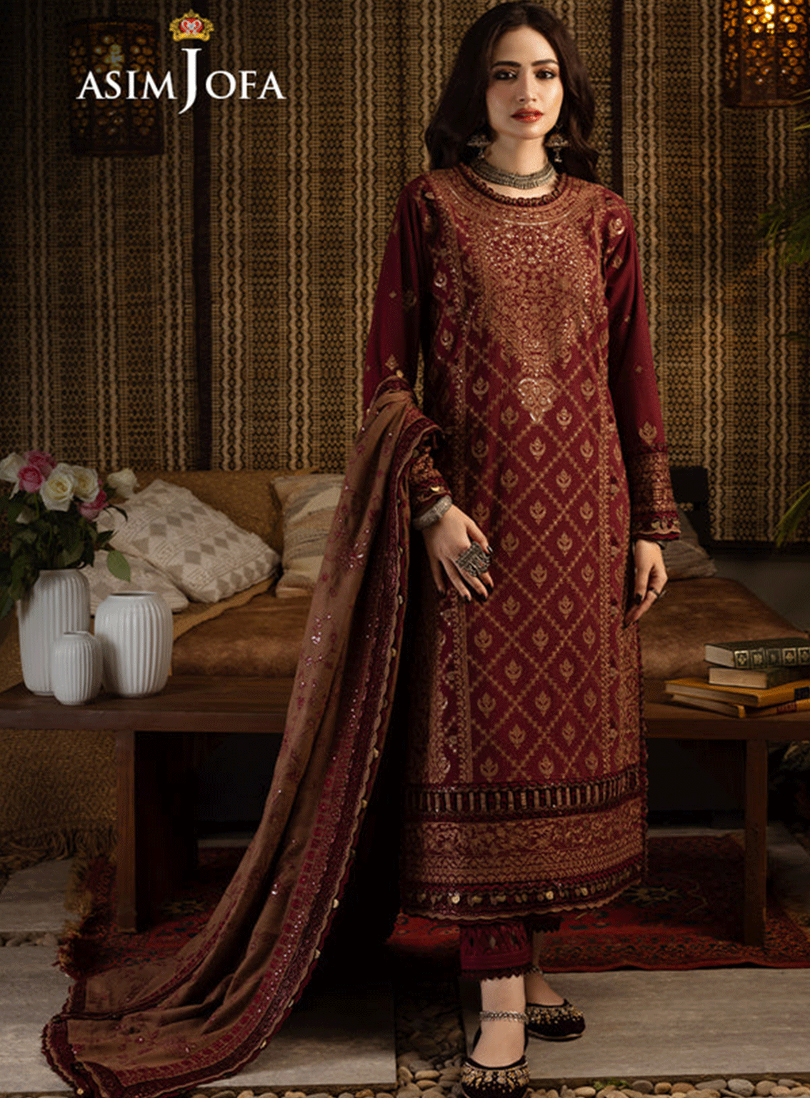 Kashmiri Taanka By Asim Jofa Embroidered Cotton Karandi Unstitched 3 Piece Suit - AJ23KT 06 Kashmiri Taanka By Asim Jofa Embroidered Cotton Karandi Unstitched 3 Piece Suit - AJ23KT 06