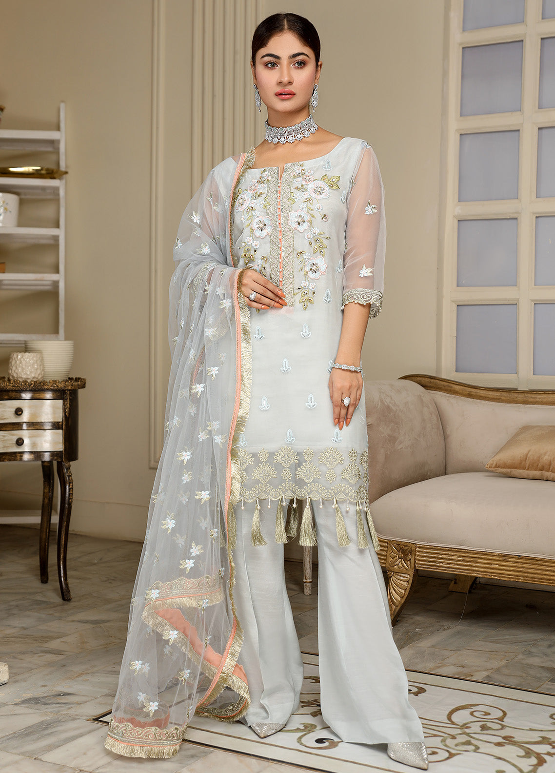 Kaynaat By Laveen Organza Unstitched 3 Piece Suit - LV24K LOK-001 MAH-E-DURAN Kaynaat By Laveen Organza Unstitched 3 Piece Suit - LV24K LOK-001 MAH-E-DURAN