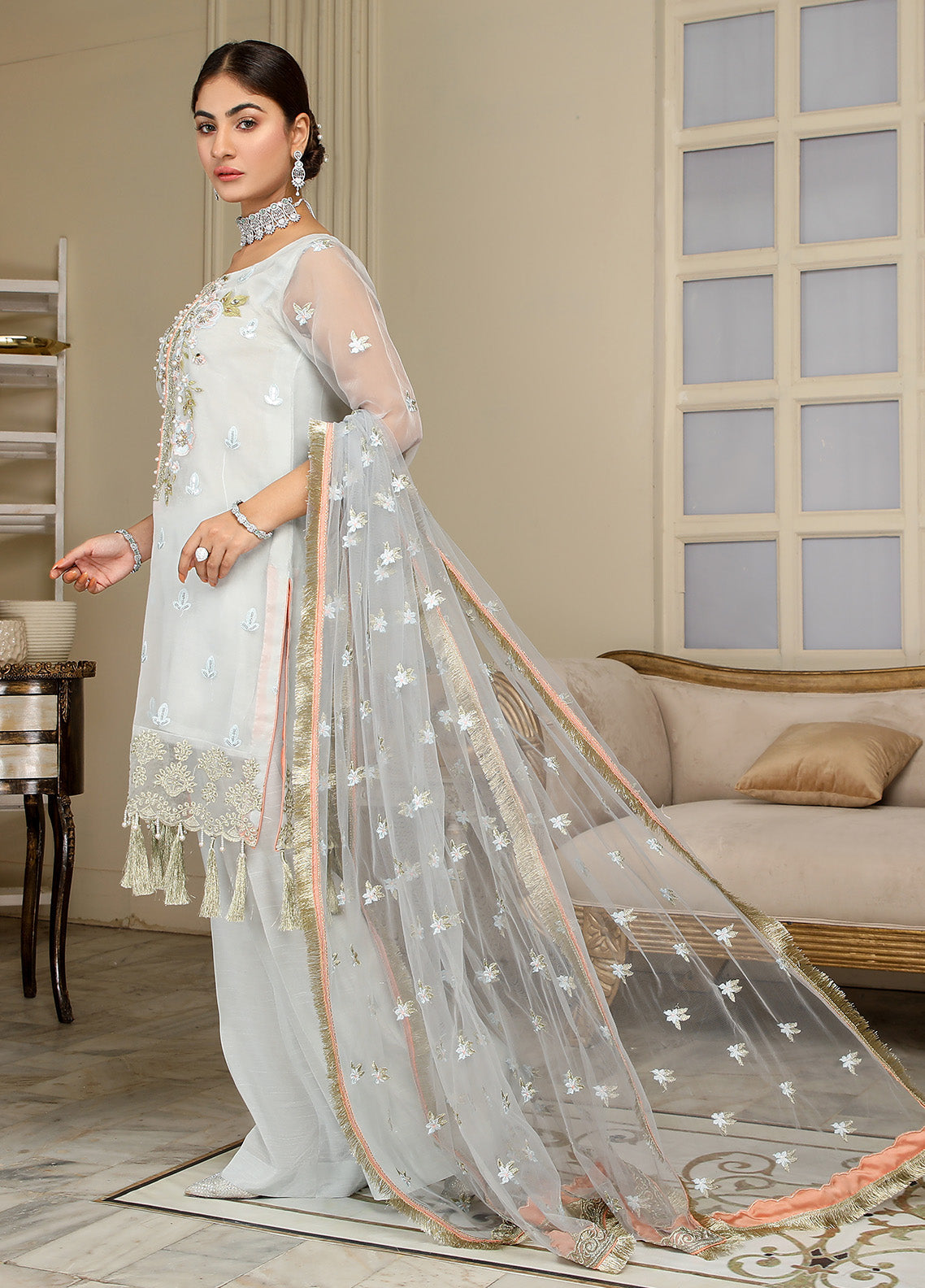 Kaynaat By Laveen Organza Unstitched 3 Piece Suit - LV24K LOK-001 MAH-E-DURAN Kaynaat By Laveen Organza Unstitched 3 Piece Suit - LV24K LOK-001 MAH-E-DURAN