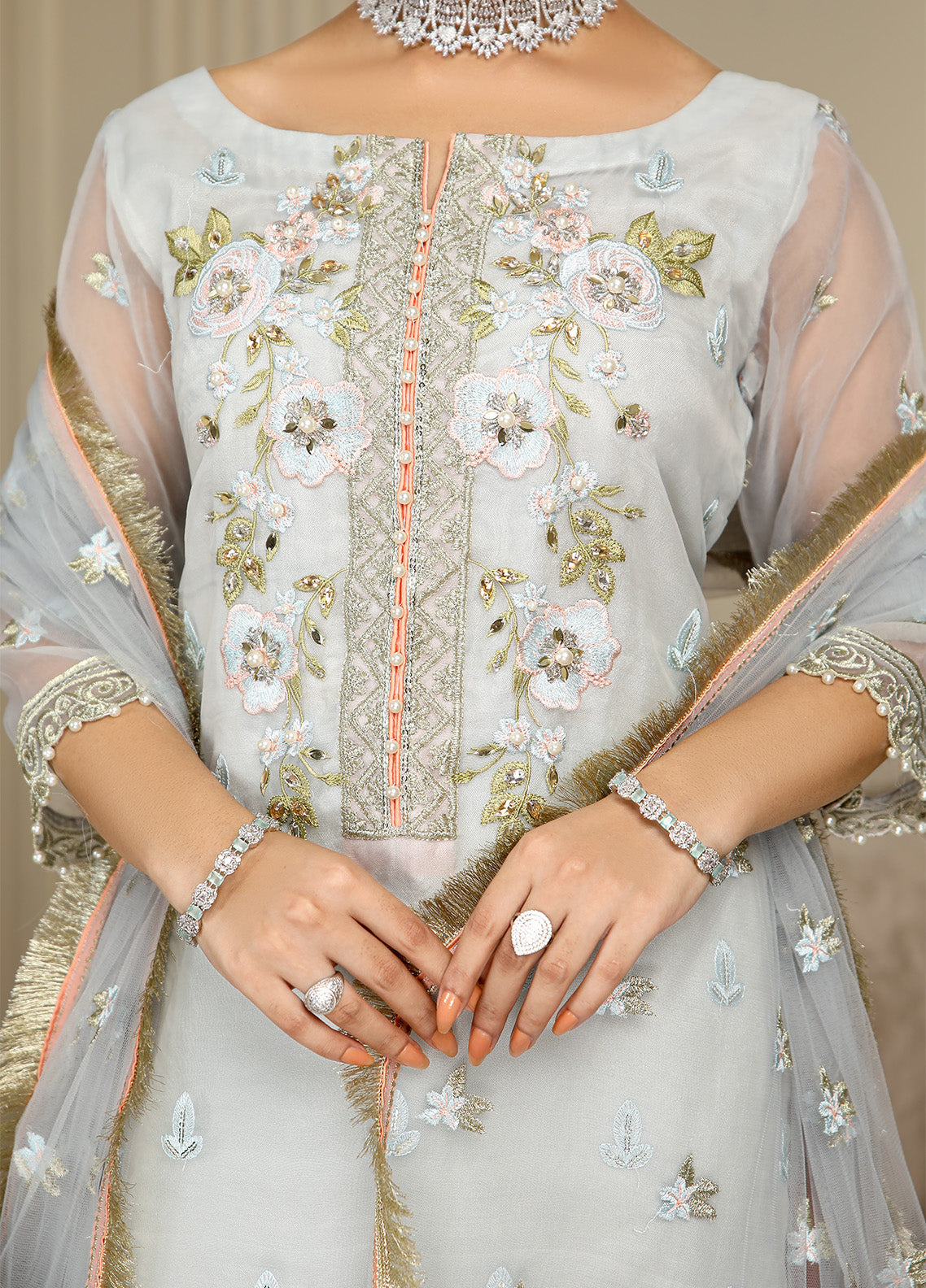 Kaynaat By Laveen Organza Unstitched 3 Piece Suit - LV24K LOK-001 MAH-E-DURAN Kaynaat By Laveen Organza Unstitched 3 Piece Suit - LV24K LOK-001 MAH-E-DURAN