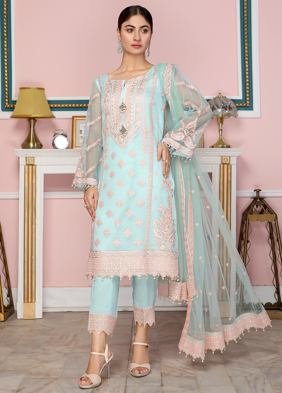 Kaynaat By Laveen Organza Unstitched 3 Piece Suit - LV24K LOK-002 FALAK Kaynaat By Laveen Organza Unstitched 3 Piece Suit - LV24K LOK-002 FALAK