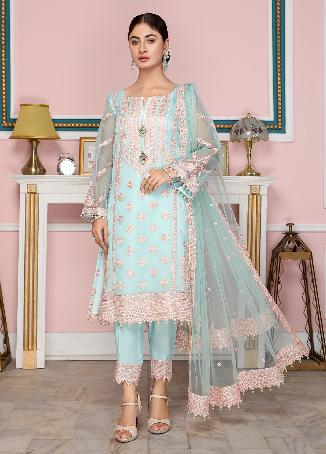 Kaynaat By Laveen Organza Unstitched 3 Piece Suit - LV24K LOK-002 FALAK Kaynaat By Laveen Organza Unstitched 3 Piece Suit - LV24K LOK-002 FALAK