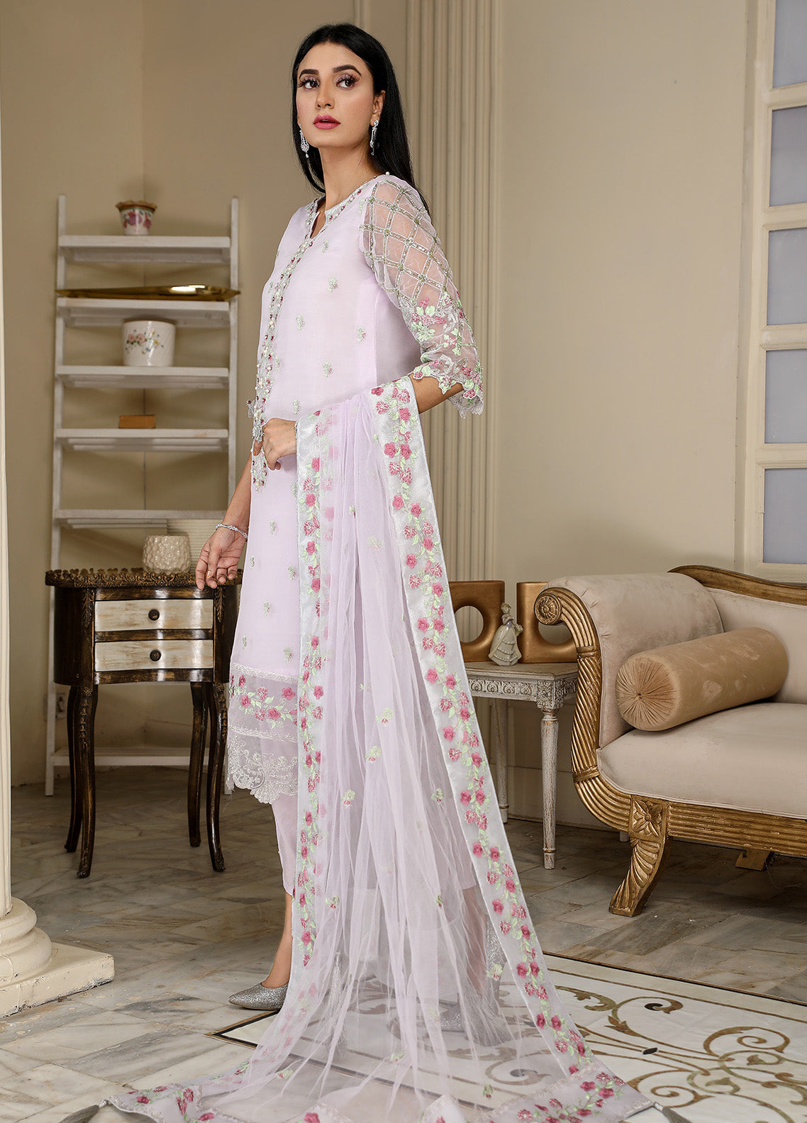 Kaynaat By Laveen Organza Unstitched 3 Piece Suit - LV24K LOK-004 SHABNAM Kaynaat By Laveen Organza Unstitched 3 Piece Suit - LV24K LOK-004 SHABNAM