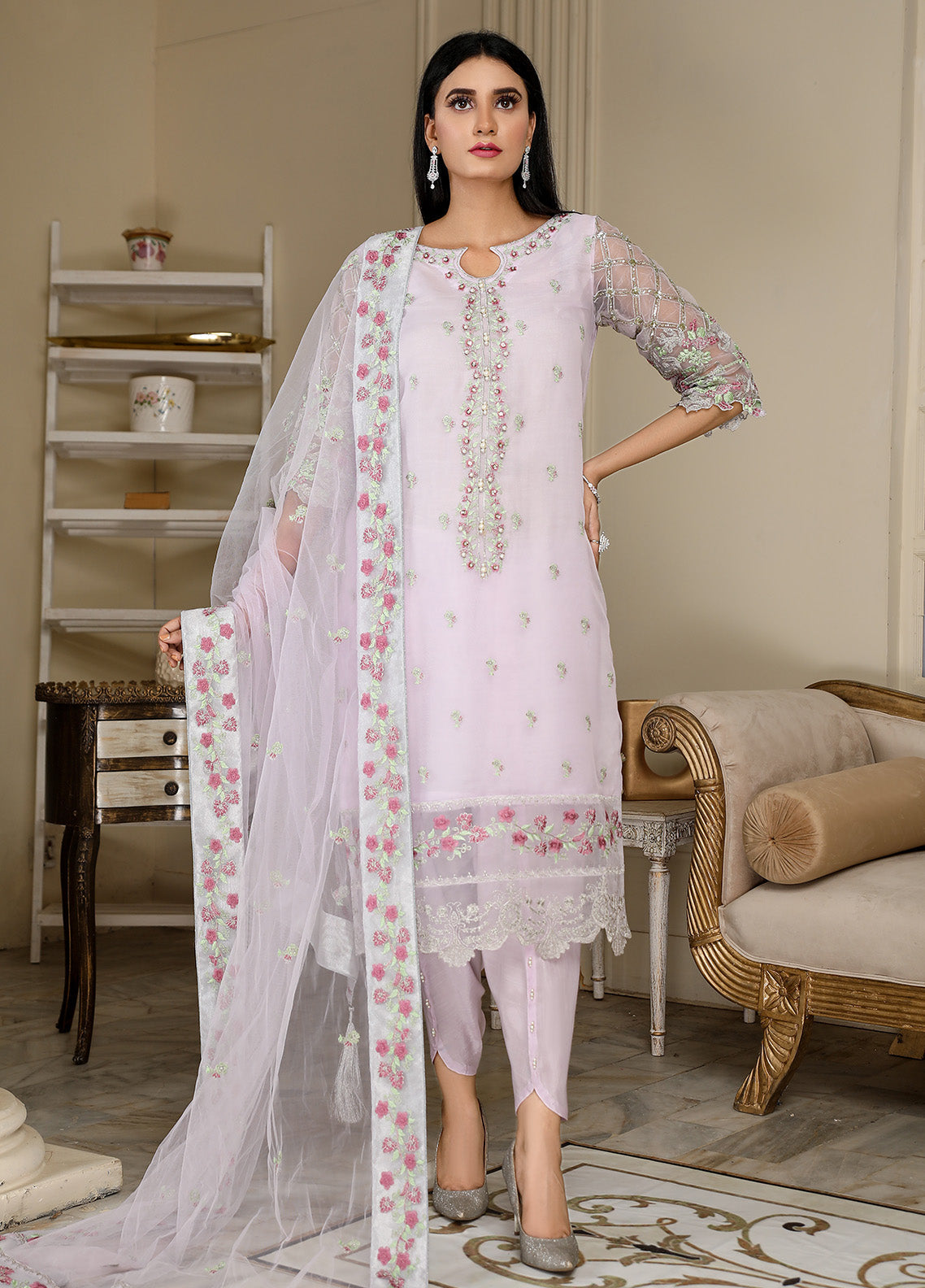 Kaynaat By Laveen Organza Unstitched 3 Piece Suit - LV24K LOK-004 SHABNAM Kaynaat By Laveen Organza Unstitched 3 Piece Suit - LV24K LOK-004 SHABNAM
