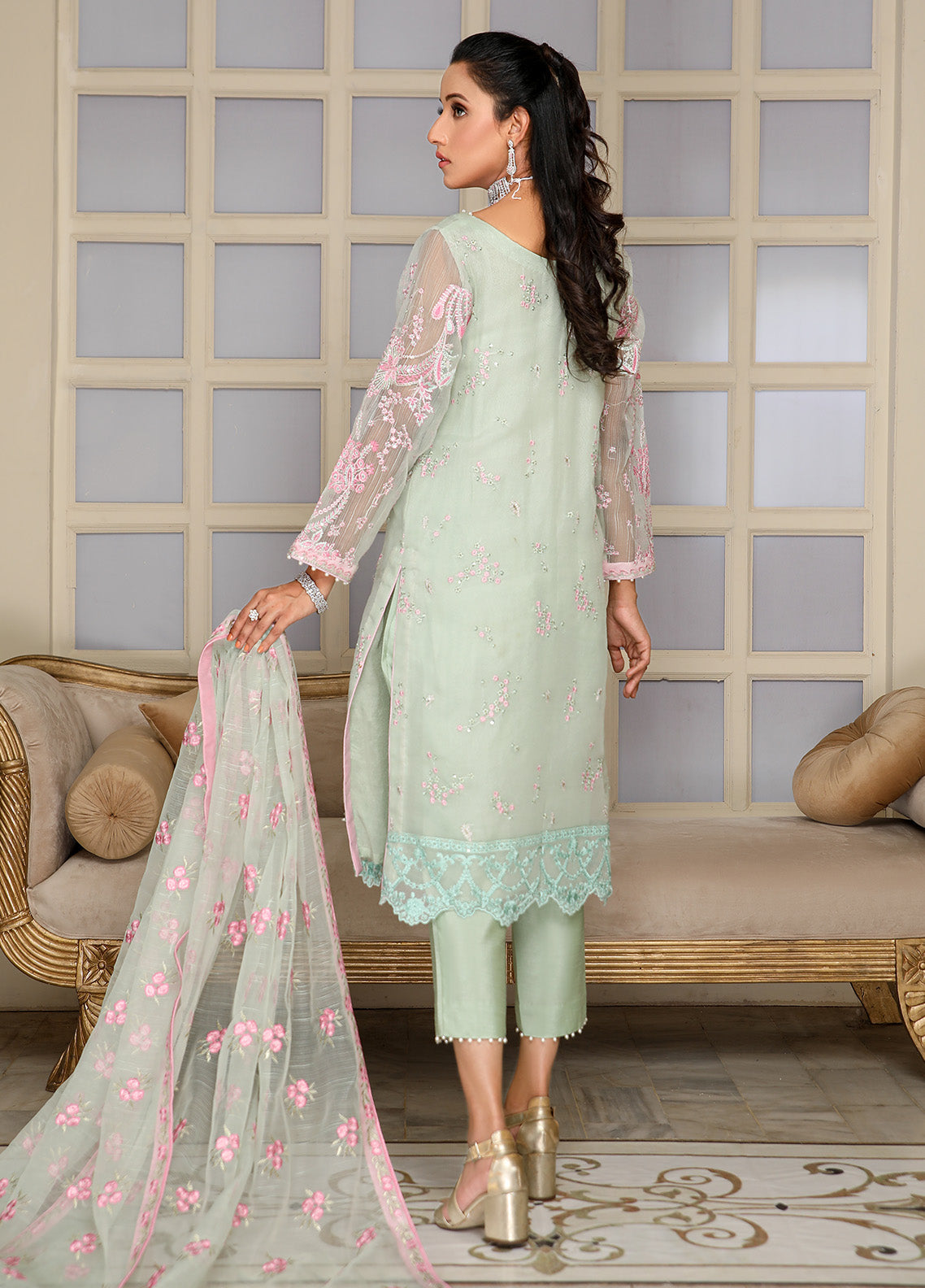 Kaynaat By Laveen Organza Unstitched 3 Piece Suit - LV24K LOK-005 SAGAR Kaynaat By Laveen Organza Unstitched 3 Piece Suit - LV24K LOK-005 SAGAR
