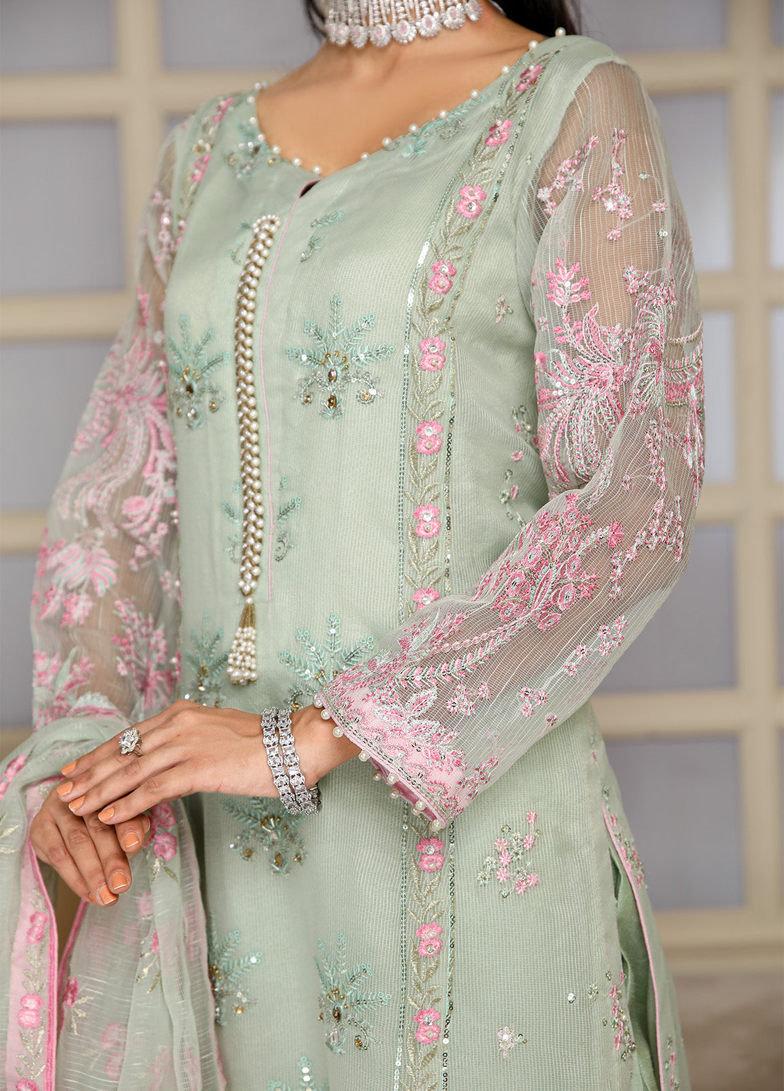 Kaynaat By Laveen Organza Unstitched 3 Piece Suit - LV24K LOK-005 SAGAR Kaynaat By Laveen Organza Unstitched 3 Piece Suit - LV24K LOK-005 SAGAR