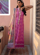 Kesh By Farah Talib Aziz Embroidered Lawn Unstitched 3 Piece Suit - FTA23KL FTA-03 MERRAKECH MAGENTA