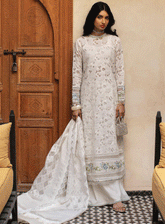 Kesh By Farah Talib Aziz Embroidered Lawn Unstitched 3 Piece Suit - FTA23KL FTA-06 OURIKA IVORY