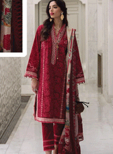 Kesh By Farah Talib Aziz Embroidered Lawn Unstitched 3 Piece Suit - FTA23KL FTA-07 ZEITOUN RED