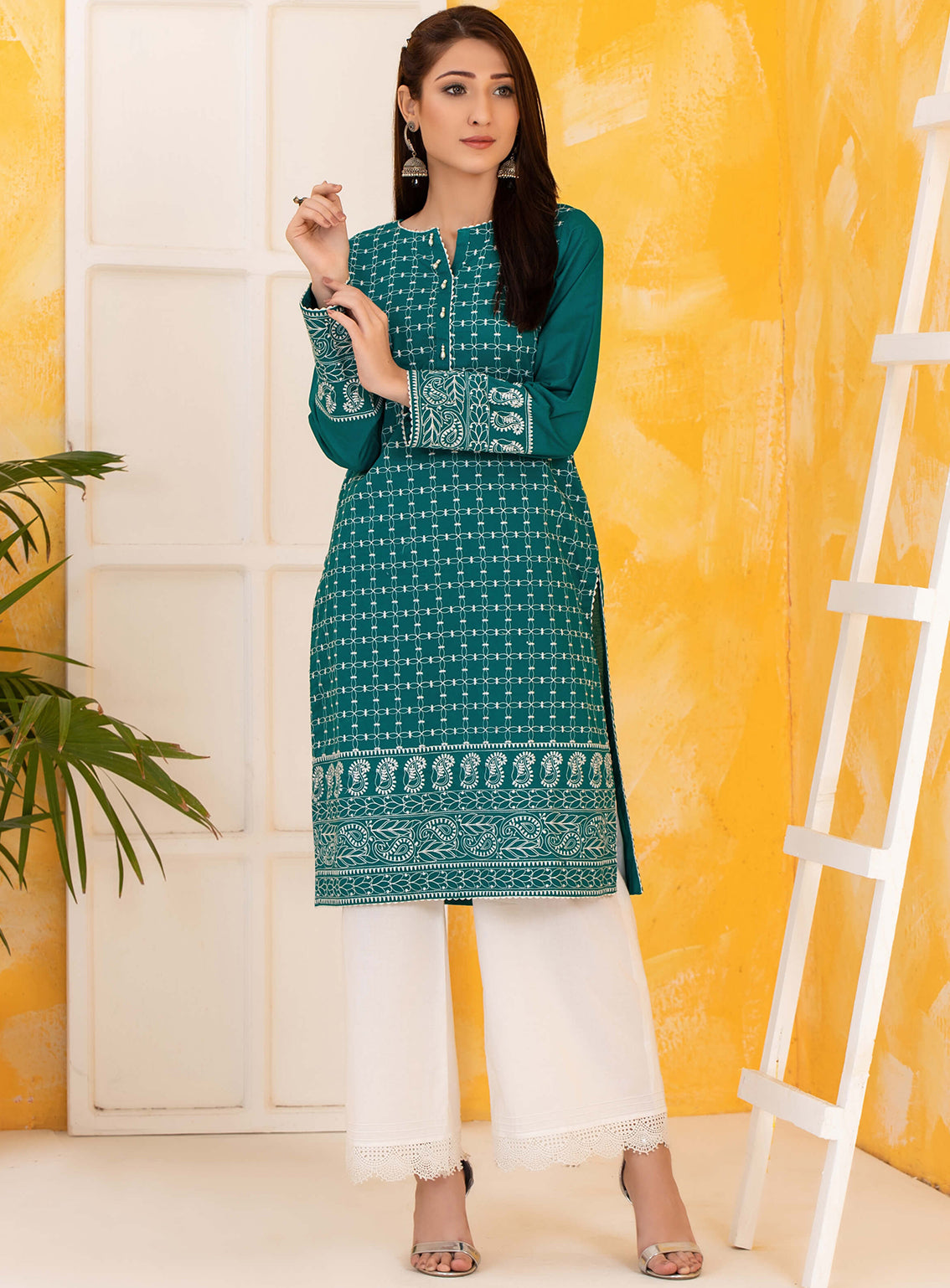 Lakhany By LSM Embroidered Cambric Kurti - LSM-2745 Lakhany By LSM Embroidered Cambric Kurti - LSM-2745
