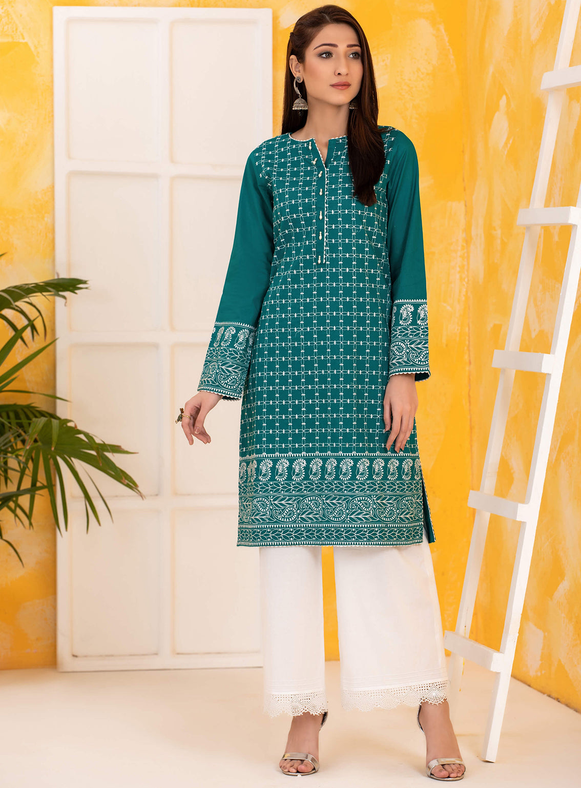 Lakhany By LSM Embroidered Cambric Kurti - LSM-2745 Lakhany By LSM Embroidered Cambric Kurti - LSM-2745