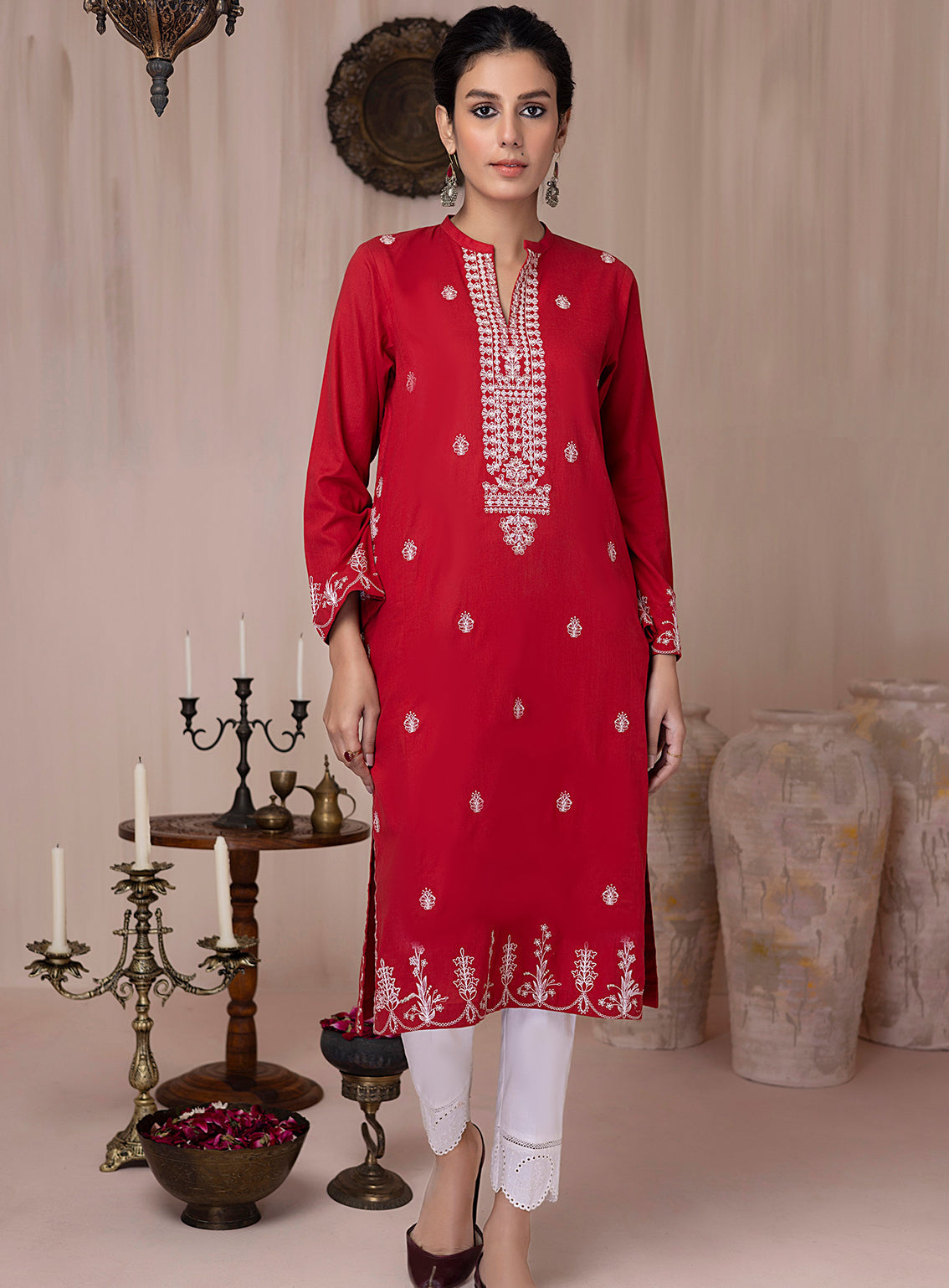 Lakhany By LSM Embroidered Cambric Kurti - LSM-3039 Lakhany By LSM Embroidered Cambric Kurti - LSM-3039