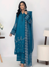 Lakhany By LSM Embroidered Raw Silk Stitched 3 Piece Suit - LG-EA-0432