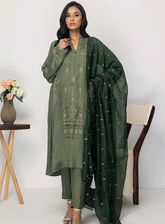 Lakhany By LSM Embroidered Raw Silk Stitched 3 Piece Suit - LG-SK-0045