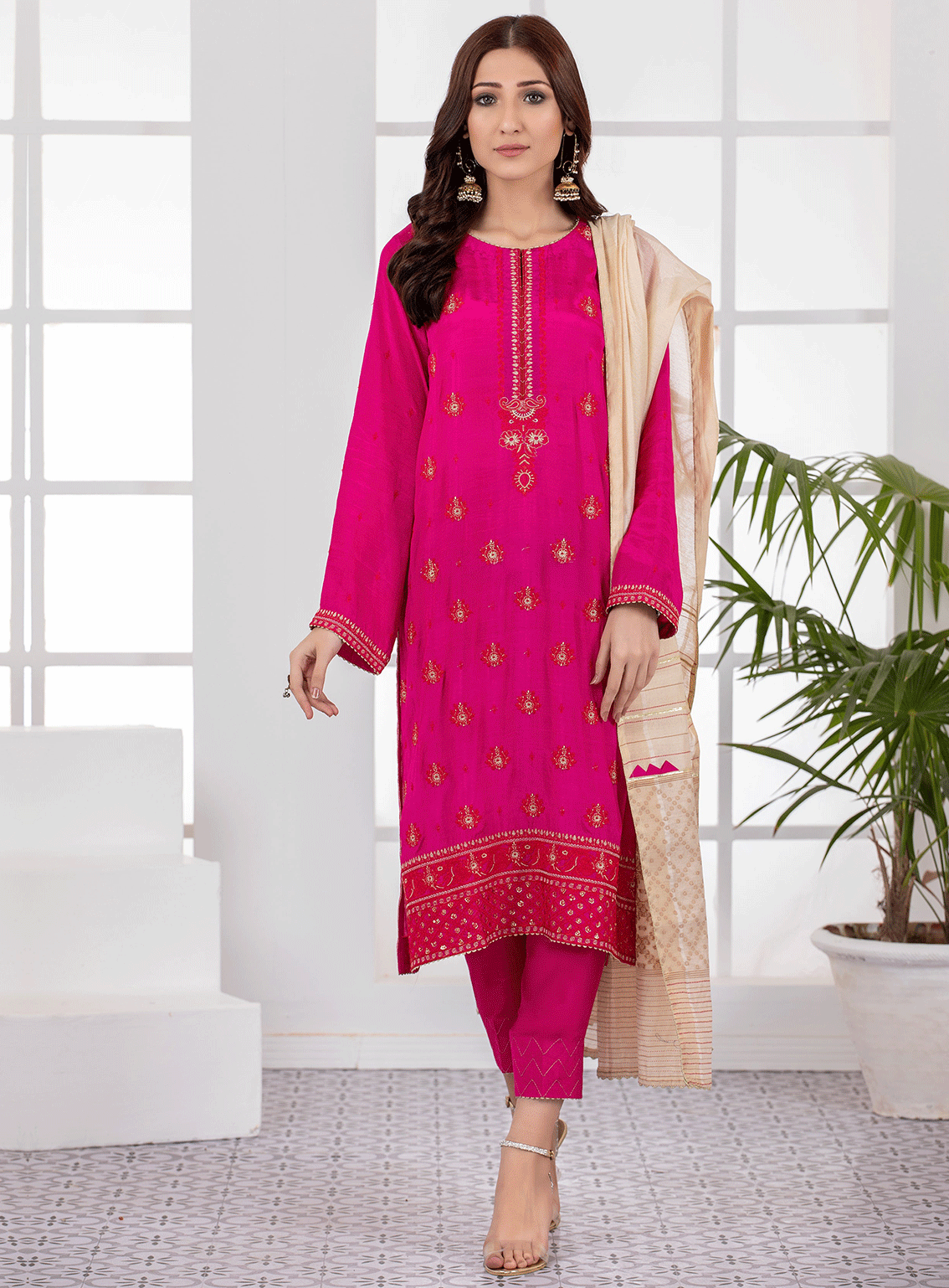 Lakhany By LSM Embroidered Raw Silk Stitched 3 Piece Suit - LSM-2803 Lakhany By LSM Embroidered Raw Silk Stitched 3 Piece Suit - LSM-2803